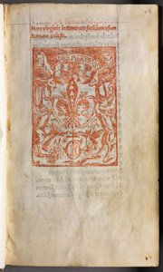 Printed Book of Hours (Use of Rome): fol. 1r, Printers Mark by Guillaume Le Rouge
