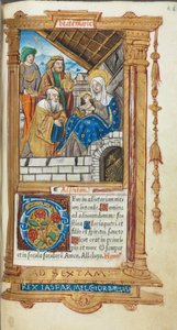 Printed Book of Hours (Use of Rome): fol. 38r, Adoration of the Magi by Guillaume Le Rouge