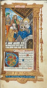 Printed Book of Hours (Use of Rome): fol. 38r, Adoration of the Magi by Guillaume Le Rouge