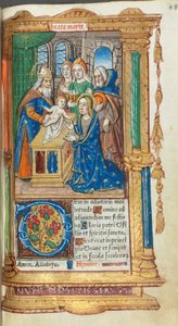 Printed Book of Hours (Use of Rome): Presentation in the Temple by Guillaume Le Rouge