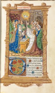 Printed Book of Hours (Use of Rome): fol. 58r, Pentecost by Guillaume Le Rouge