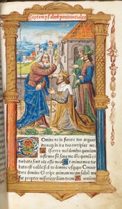 Printed Book of Hours (Use of Rome): fol. 65r, David and Samuel by Guillaume Le Rouge