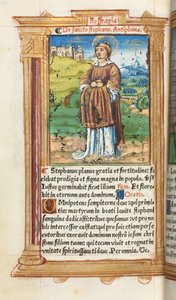 Printed Book of Hours Use of Rome: fol. 100v, St. Stephen by Guillaume Le Rouge
