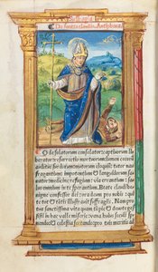 Printed Book of Hours Use of Rome: fol. 105v, St. Claude as Bishop, 1510 by Guillaume Le Rouge