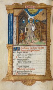 Printed Book of Hours Use of Rome: September Calendar Illustration by Guillaume Le Rouge