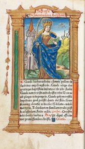 Printed Book of Hours Use of Rome: fol. 110v, St. Barbara, 1510 by Guillaume Le Rouge