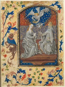 Leaf from a Book of Hours: Virgin and Child Enthroned by Guillaume Vrelant
