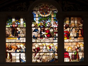 Episode of the Life of Jesus (Stained Glass by William of Marcillat, 1509, Choir of the Basilica Santa Maria del Popolo, Rome)
