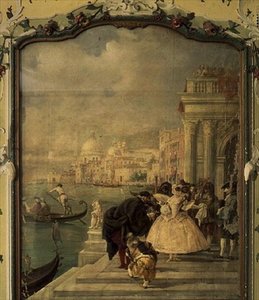 Masked Lady in front of the Salute, Venice by Guiseppe Ponga