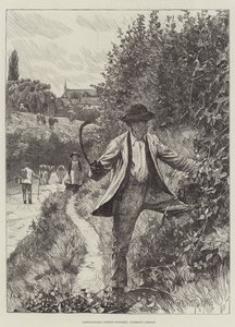 Agricultural Scenes, October, Trimming Hedges by Gunning King