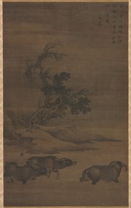 Herdboys and Buffalo in Landscape by Guo Min
