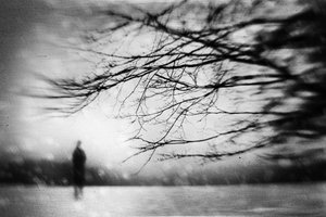 Solitary Figure Winter Mist by Gustav Davidsson