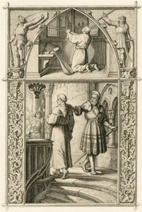 Martin Luther prays before meeting the emperor; Luther meets the knight George von Frundsberg by Gustav Ferdinand Leopold Konig