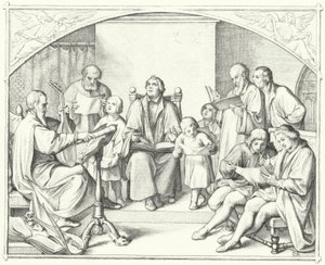 Martin Luther singing with a church choir by Gustav Ferdinand Leopold Konig