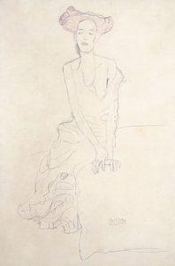 Young Woman Supporting Herself with Her Hands by Gustav Klimt