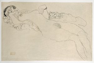 Female Nude Turned Left by Gustav Klimt