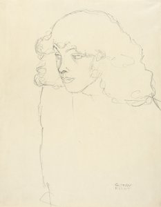 Half-length Portrait of a Girl in Three-quarter Profile from the Left by Gustav Klimt