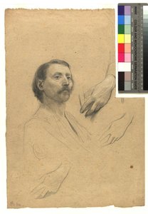 Head and Hand Study for a Gentleman Portrait by Gustav Klimt
