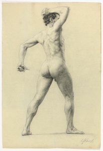 Male Nude from Back, c.1880 by Gustav Klimt
