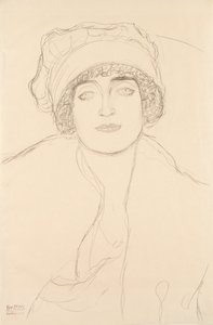 Portrait in a Hat by Gustav Klimt
