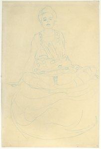 Seated Half-length Nude from the Front by Gustav Klimt