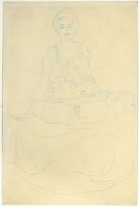 Seated Half-Nude from the Front by Gustav Klimt