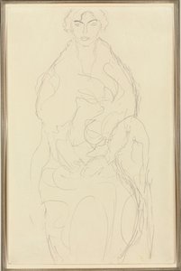 Seated woman from the front by Gustav Klimt