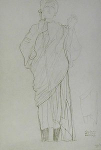 Standing Woman Holding Sword by Gustav Klimt