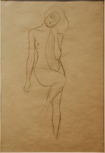 Standing Female Nude with Raised Right Leg by Gustav Klimt