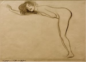Standing Nude Girl with Bent Body to the Left