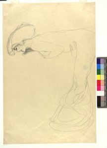 Study of a Forward-Bending Female Figure in Profile to the Left