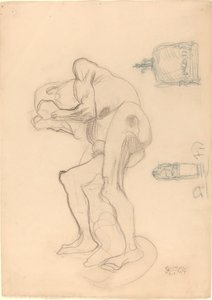 Study of a Nude Old Woman Clenching Her Fists, and Two Decorative Objects by Gustav Klimt
