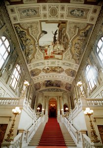 Vienna Burgtheatre, Staircase (Left): Theatre in Taormina by Gustav Klimt