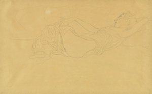 Woman Lying on Her Back, Partly Dressed by Gustav Klimt