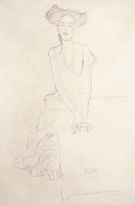 Young Woman, Supporting Herself with Her Hands by Gustav Klimt