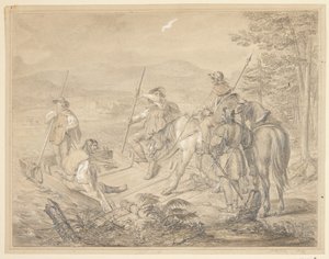 Landscape with Riders by a Ferry by Gustav Schlick