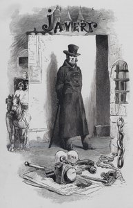 Scene from Les Miserables, by Victor Hugo: Javert, the detective by Gustave (after) Brion