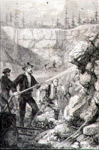 Gold Prospecting in California in the 1860s, Engraved by Felix Jean Gauchard by Gustave Adolphe (after) Chassevent Bacques