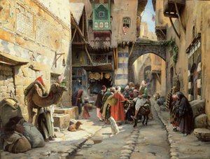 A Street Scene, Damascus by Gustave Bauernfeind