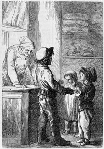 Gavroche Gives Bread to Children by Gustave Brion