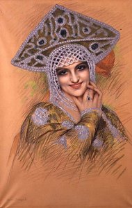 Young Woman in a Pearl Headdress by Gustave Brisgand