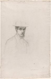 Self-Portrait with a Hat by Gustave Caillebotte