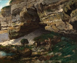 Rocky Landscape with Deer by Gustave Courbet