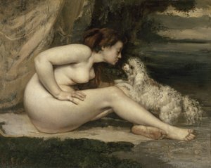 Nude Woman with a Dog by Gustave Courbet