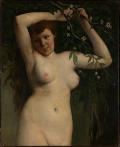 Nude with Flowering Branch by Gustave Courbet