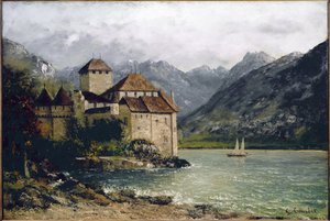 View of the Chillon Castle on Lake Geneva by Gustave Courbet