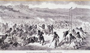 A ball game in the Choctaw Indians - engraving by Gustave Doré by Gustave Dore