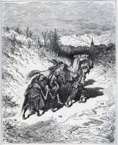A Plower Brings Don Quixote and Rossinante Back to the Village - from "Don Quixote de la Mancha" by Miguel Cervantes by Gustave Dore