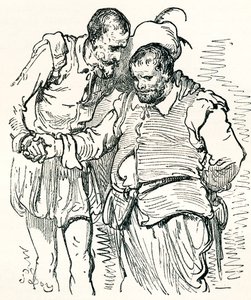 After an Original Drawing by Gustave Dore of Don Quixote and Sancho Panza. From Life and Reminiscences of Gustave Dore, Published 1885. by Gustave Dore