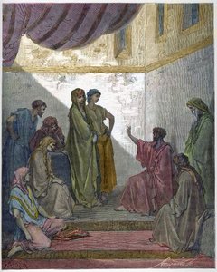 Baptism of Cornelius the Centurion - Cornelius the Centurion receives the faith of Jesus Christ, and is baptized by St. Peter. - Engraving in 